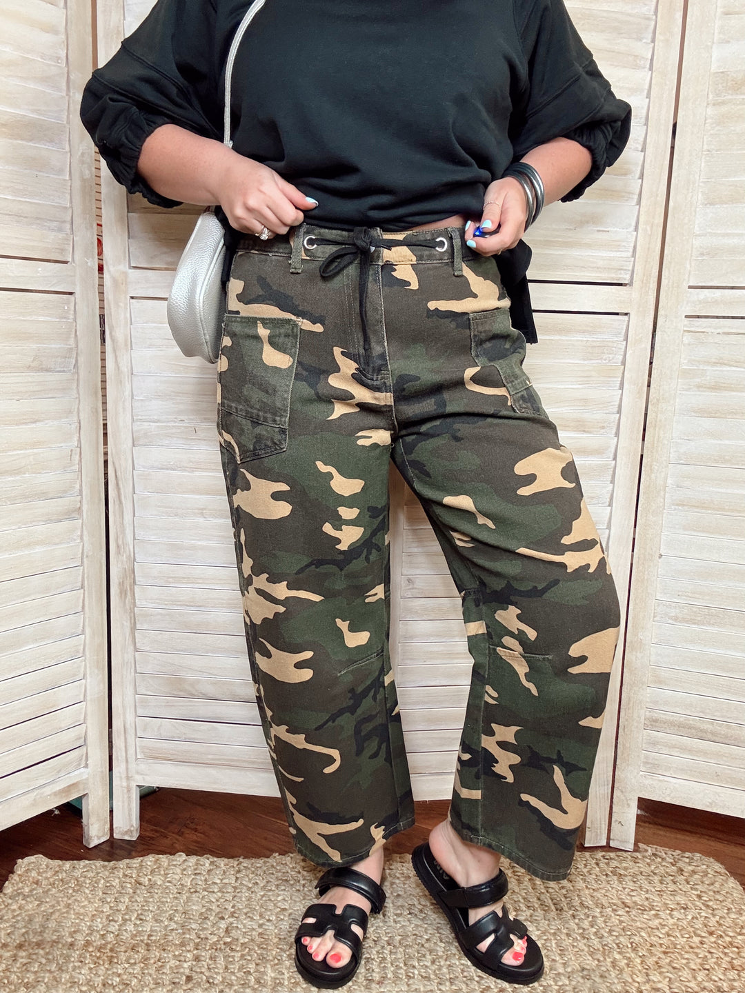 Pick Me Camo Wide Leg Barrel