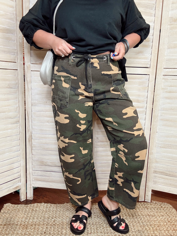 Pick Me Camo Wide Leg Barrel