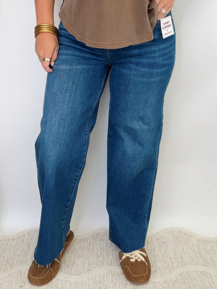 Hold Me Close Tummy Control Wide Leg Jeans