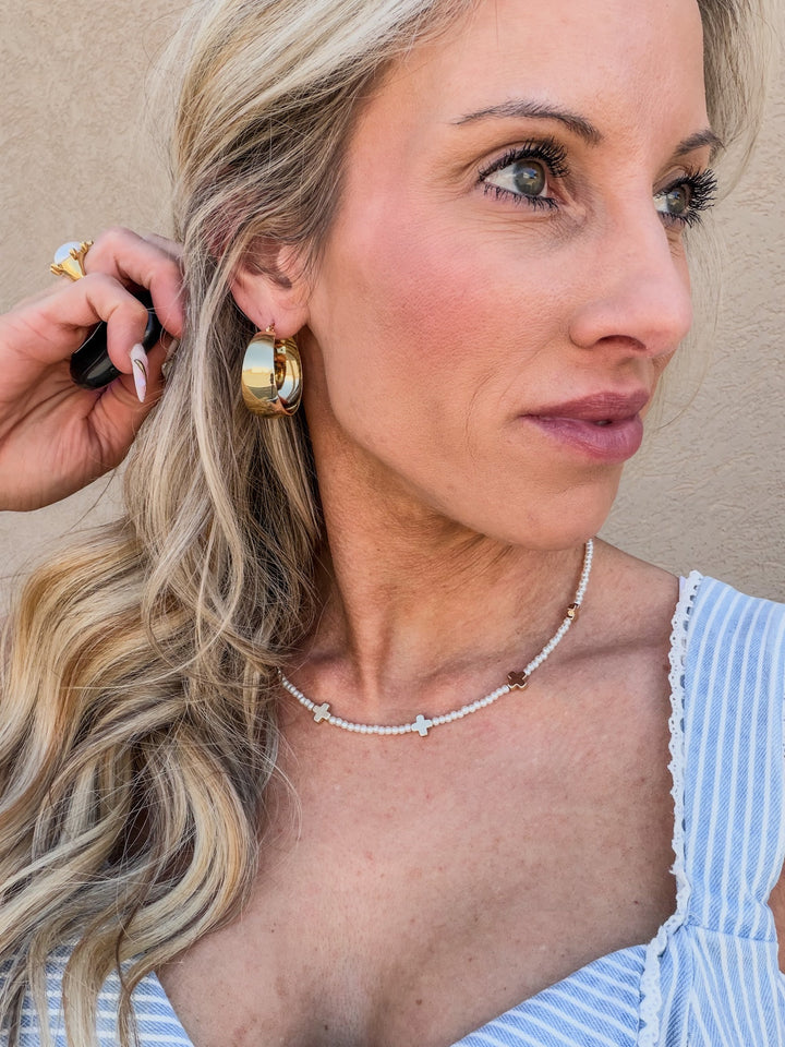 The Heavenly Pearls Cross Necklace