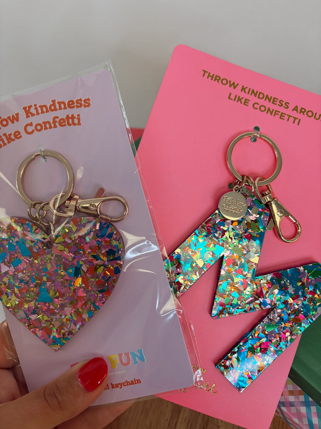 Happy Confetti Heart Keychain