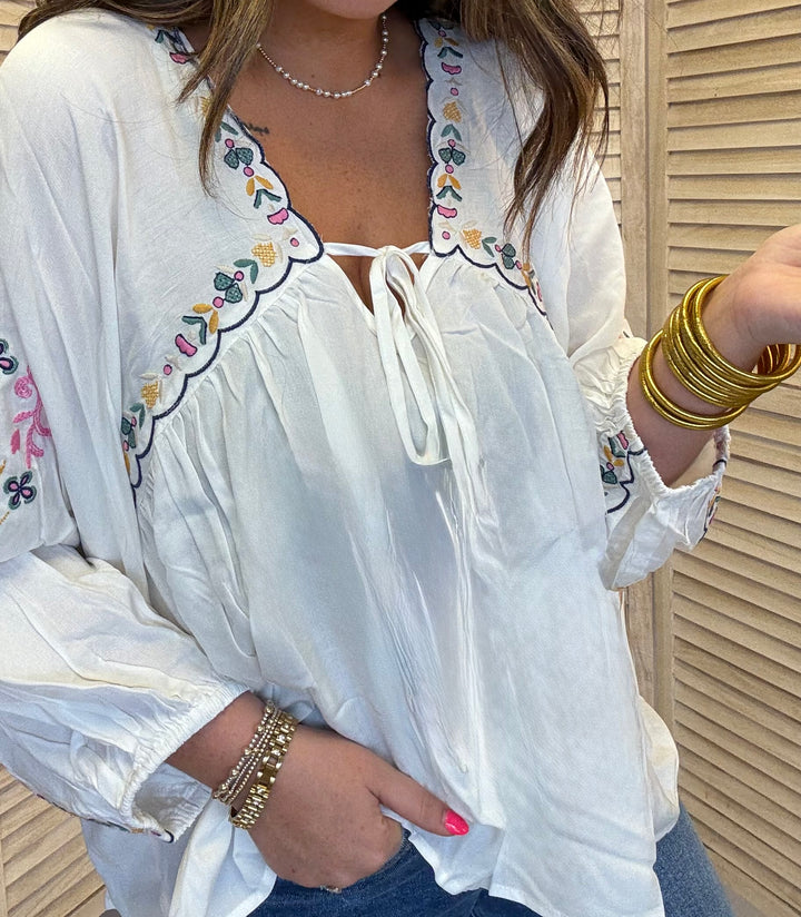 Love Goes On Embroidered Top