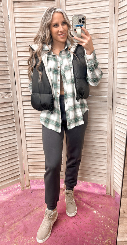 The Ivy Plaid Button Up Flannel Top