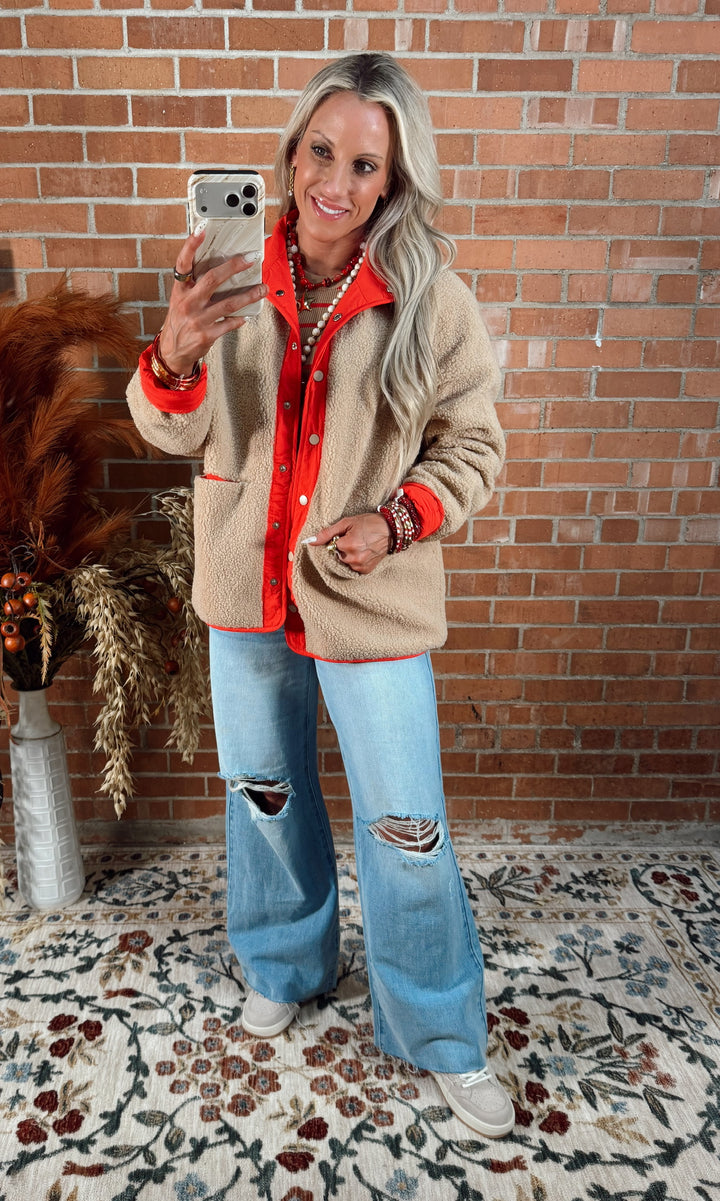 Crimson Cocoa Cozy Reversible Fleece Jacket