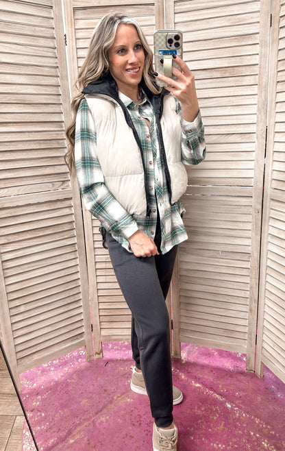 The Ivy Plaid Button Up Flannel Top