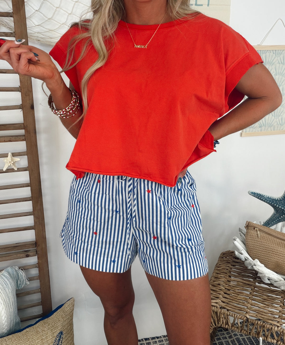 Freedom Stripe Shorts - Blue/White