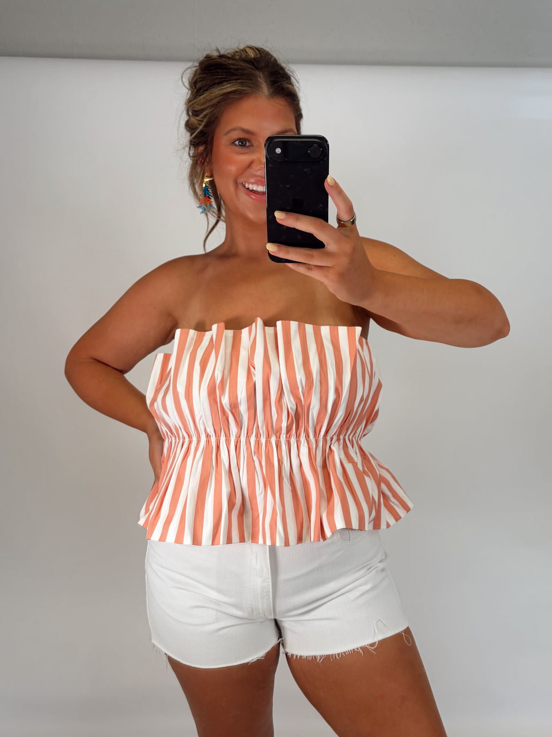 Sunset Stripe Smocked Tube Top