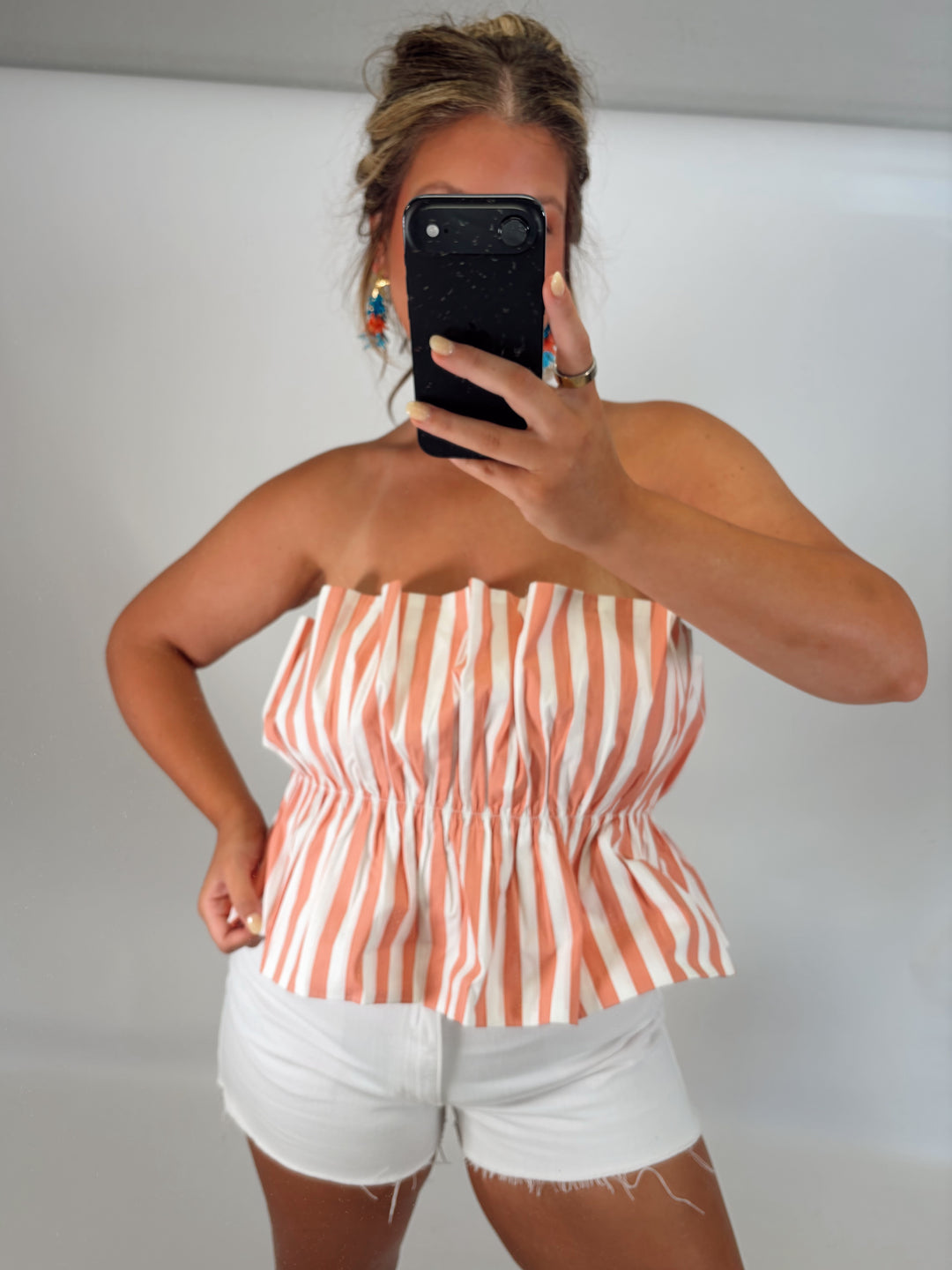 Sunset Stripe Smocked Tube Top