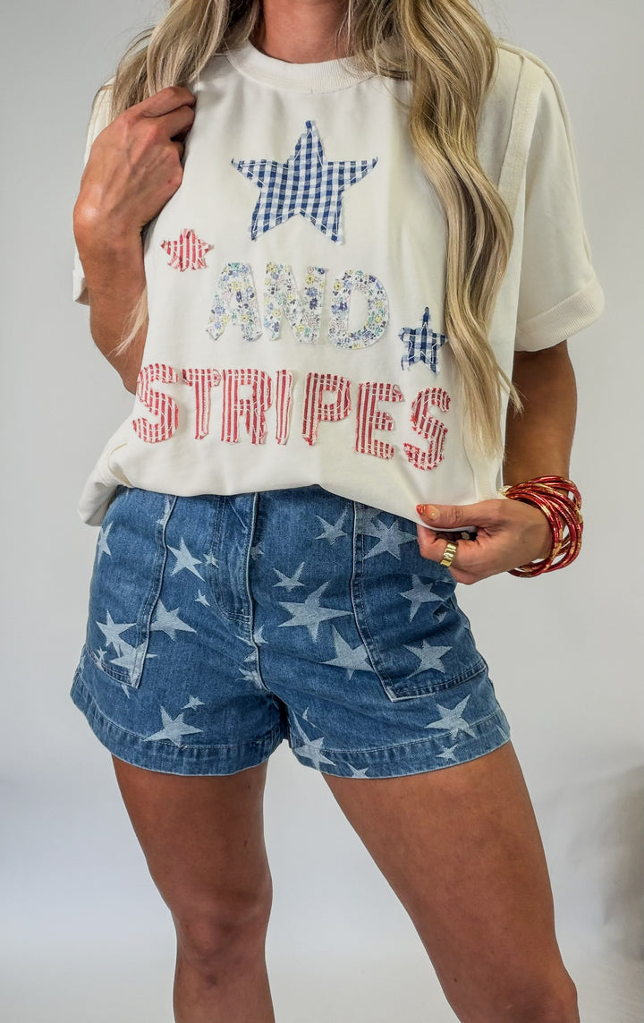 Star Spangled Denim Shorts