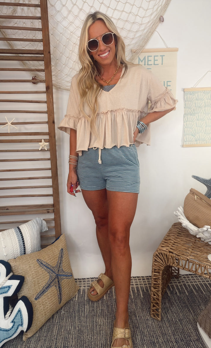 Soft Sand Peplum Top