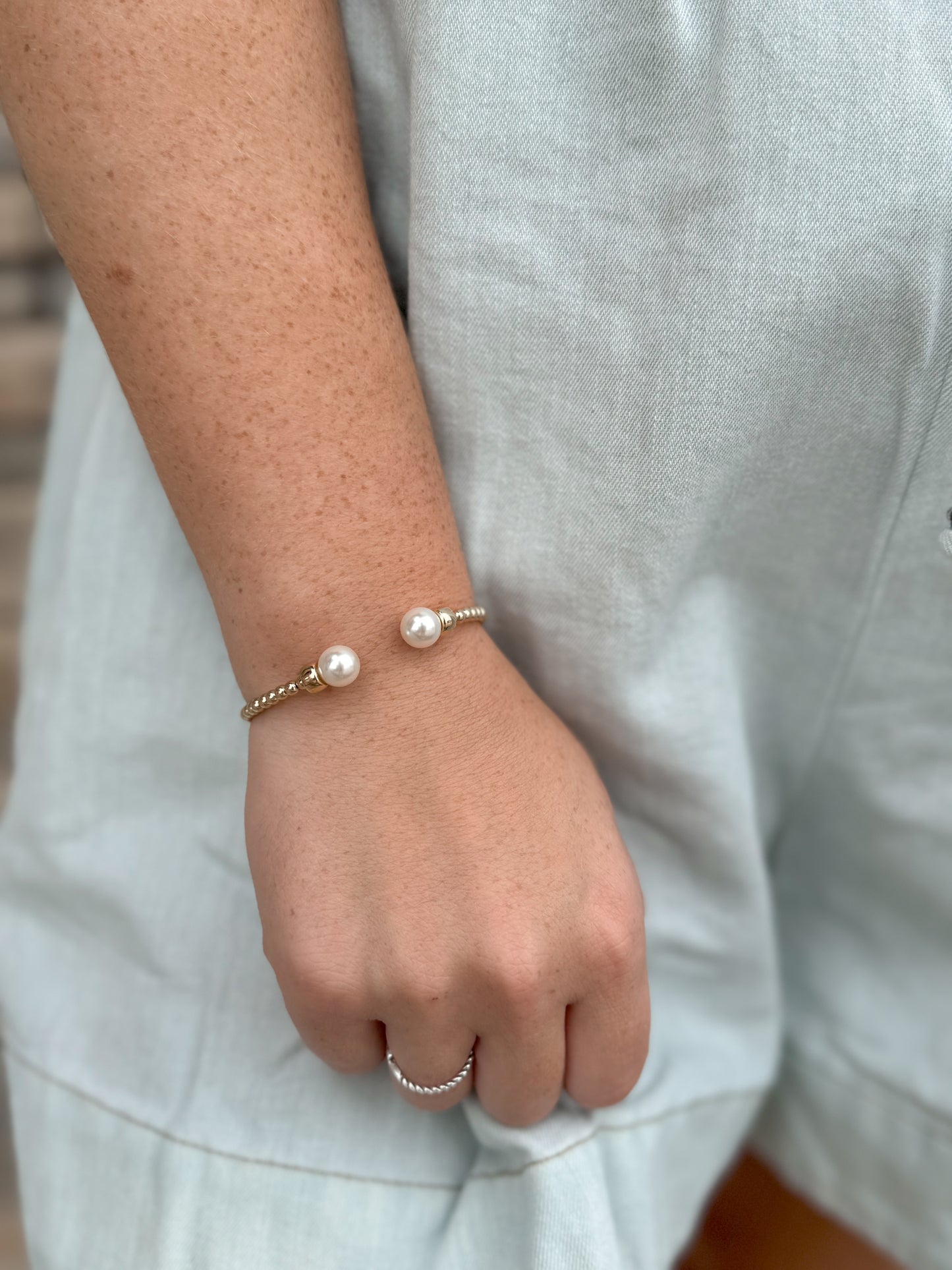 Classic Gold 3mm Bead Cuff Bracelet