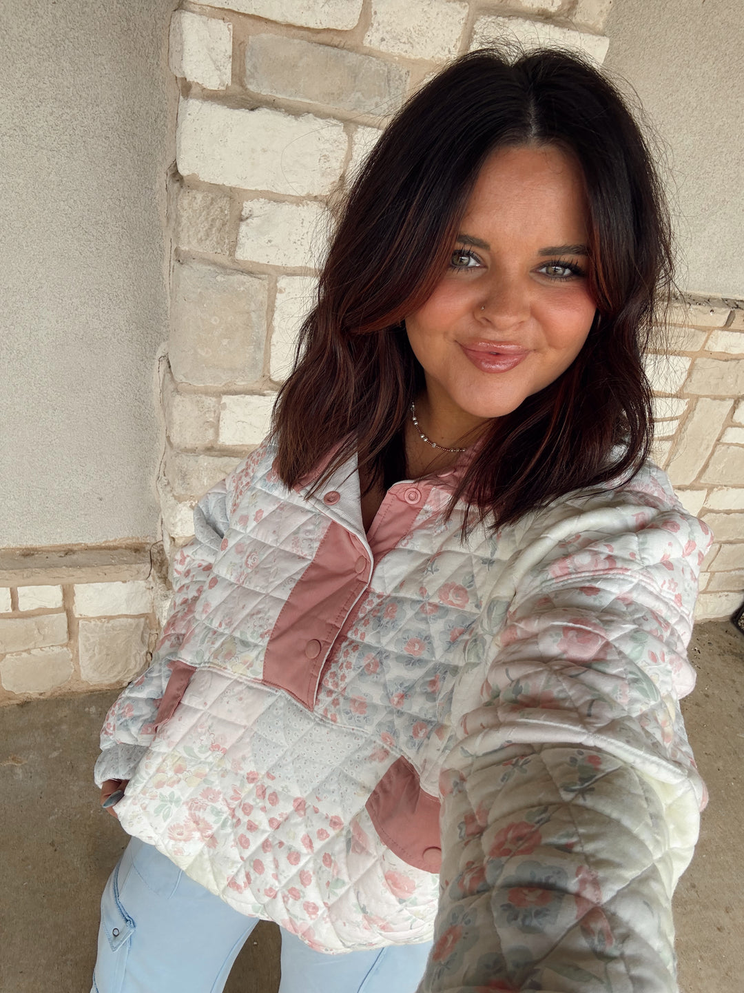 Blushing Garden Quilted Pullover