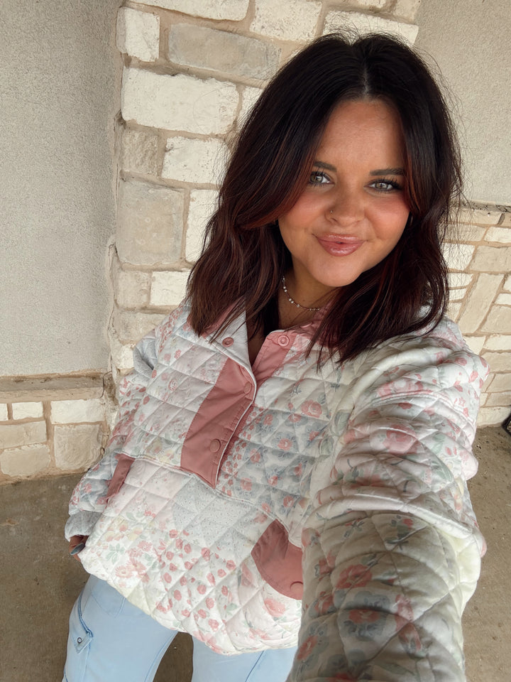 Blushing Garden Quilted Pullover