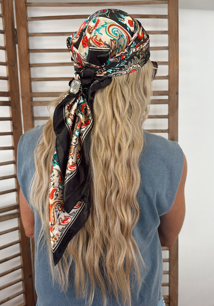 Wear-It-Your-Way Silk Scarf - Vintage Noir Paisley