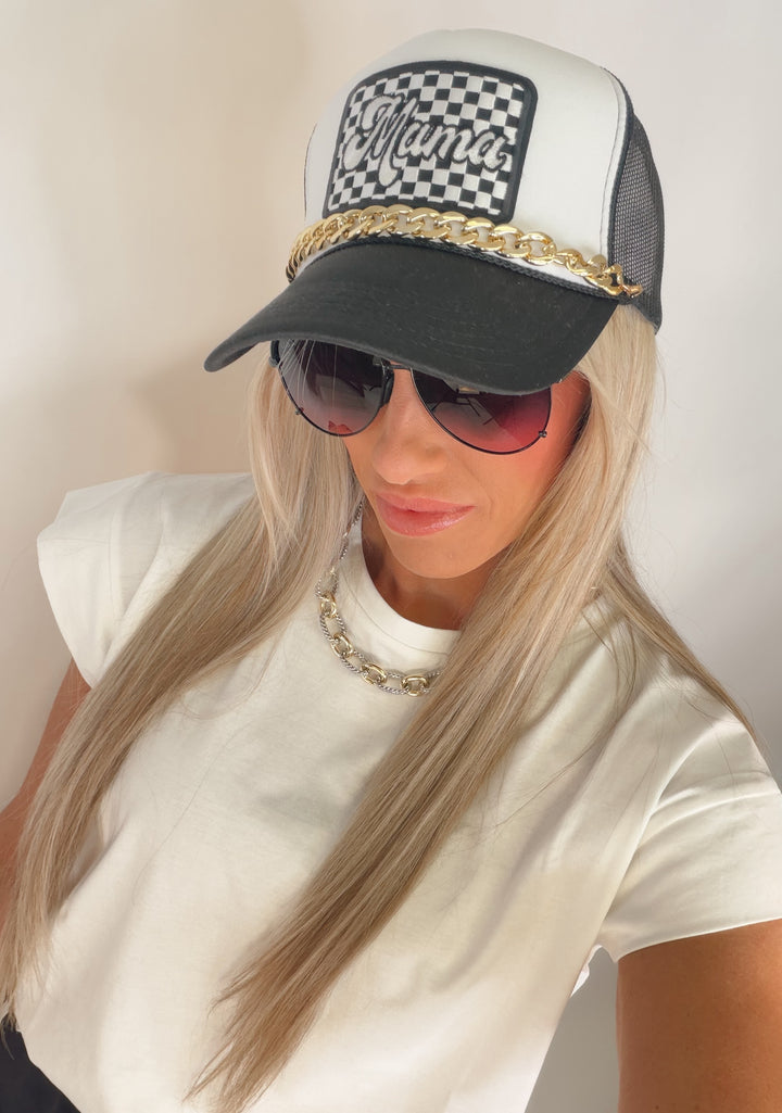 Mama Checker Trucker Hat w/Chain