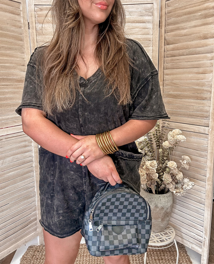 Checkered Mini Backpack