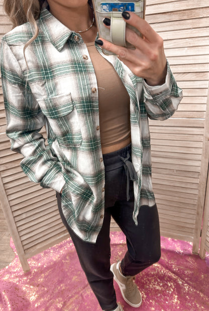 The Ivy Plaid Button Up Flannel Top