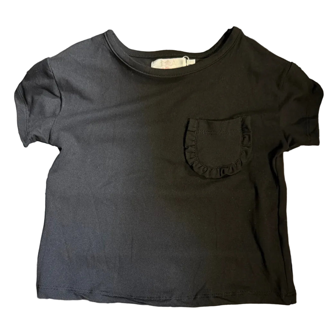 Black Ruffle Pocket Tee