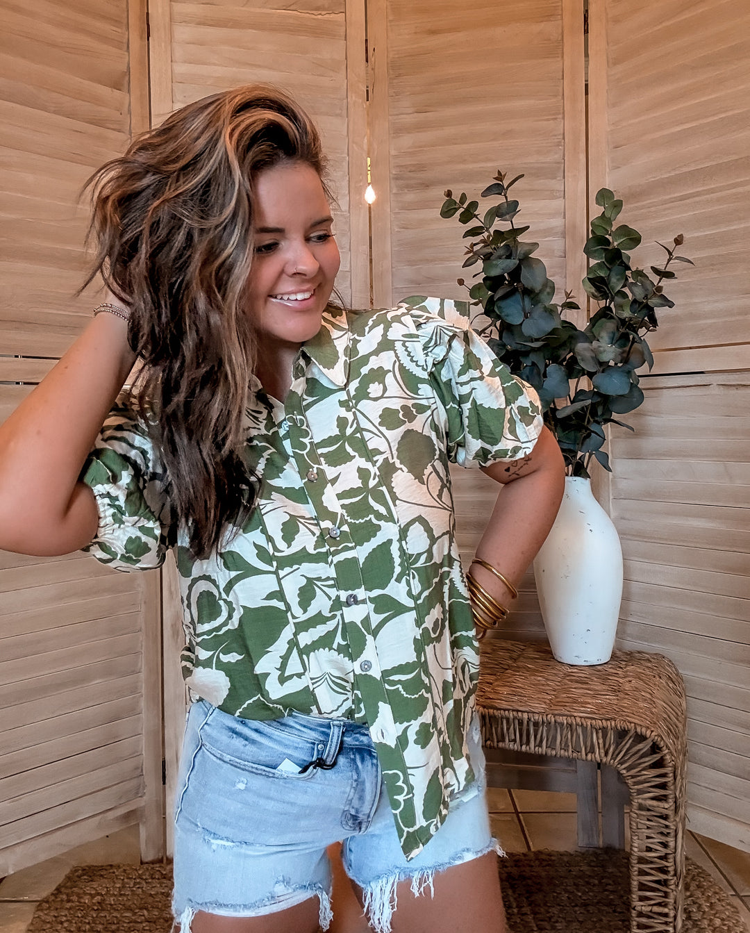 Olive Options Printed Top