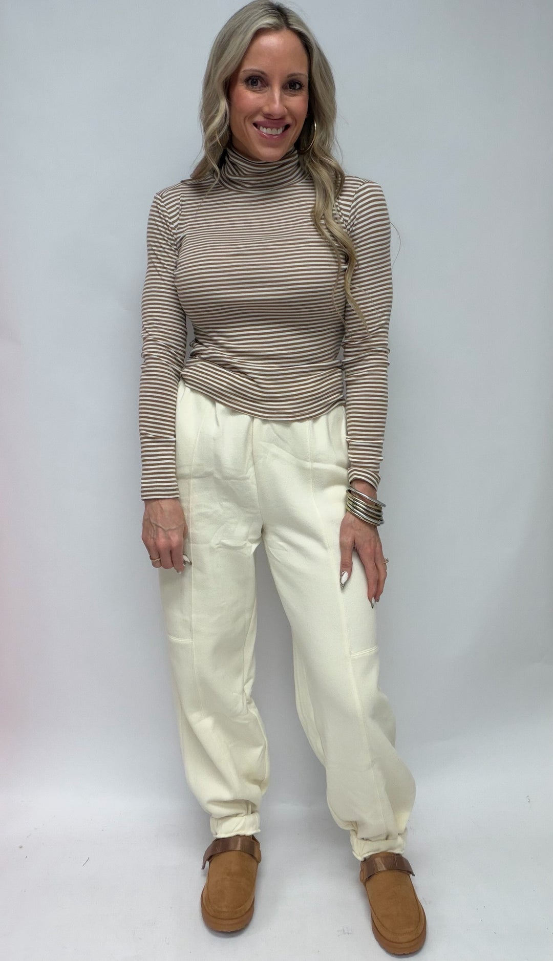 SBS Long Sleeve Turtle Neck Stripe Top