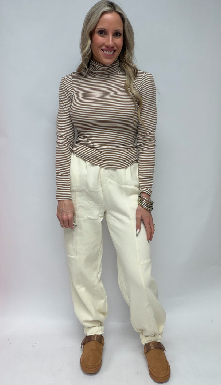 SBS Long Sleeve Turtle Neck Stripe Top