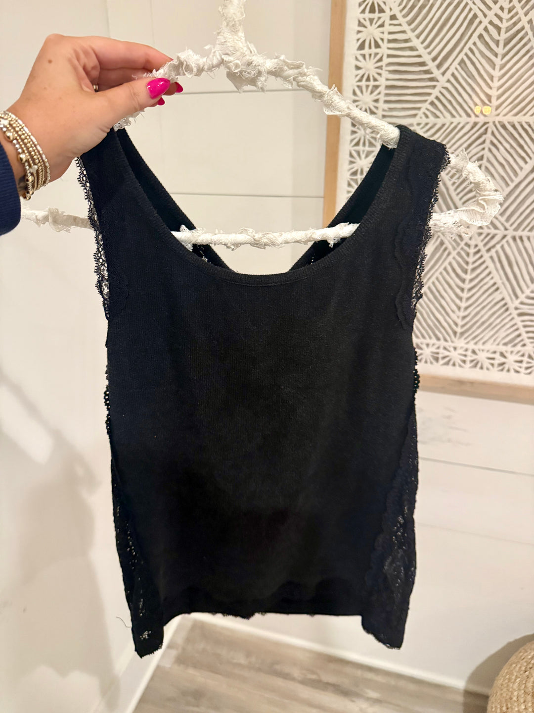 Sweet On You Lace Tank - Black