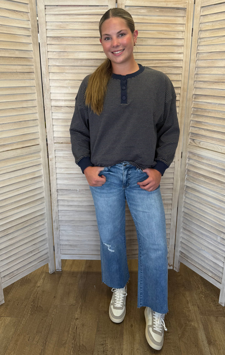 Made for Mornings Oversized Striped Top