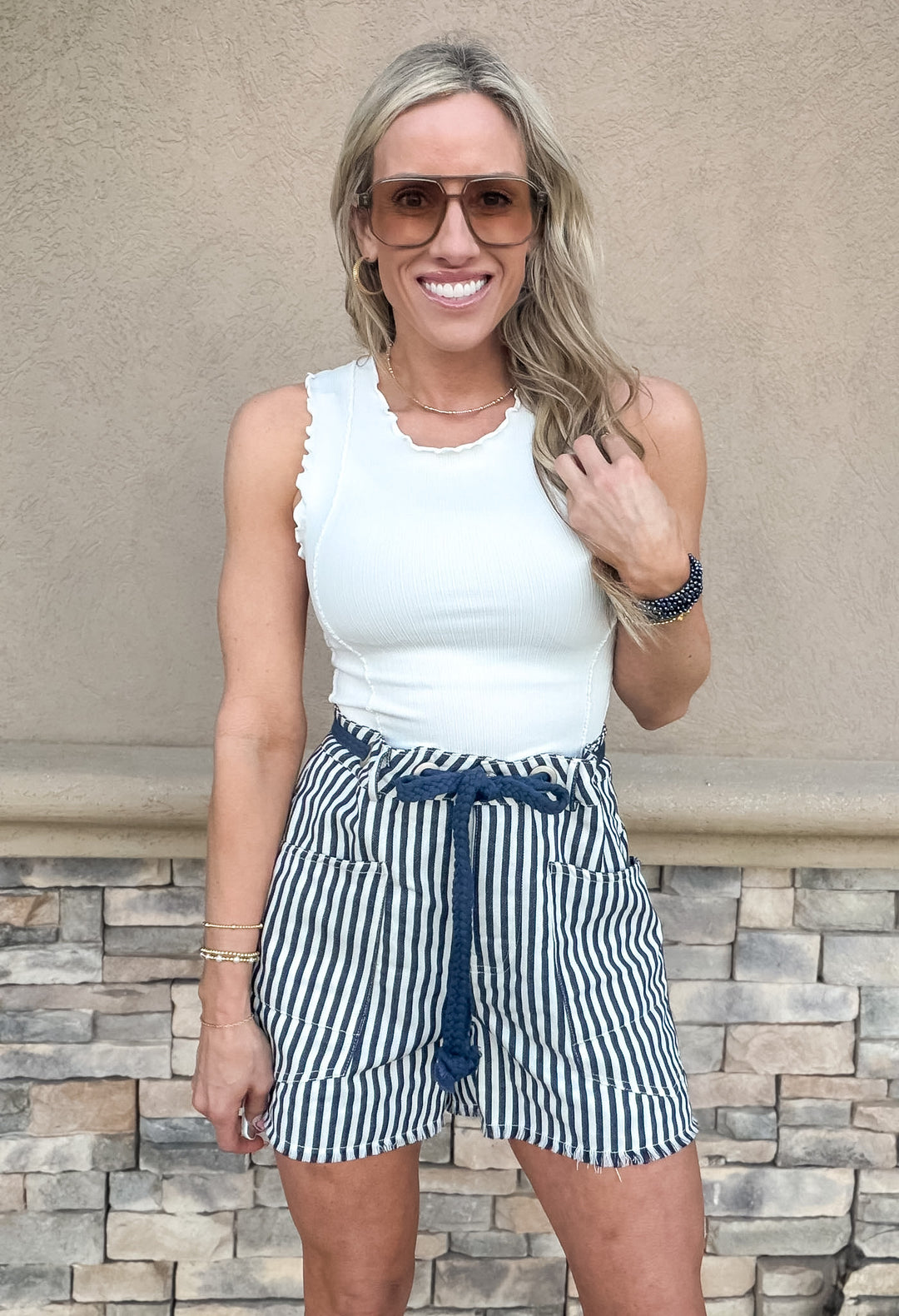 The Harbor Stripe Rope Shorts