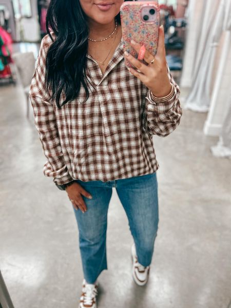 Fall Transition Plaid Top