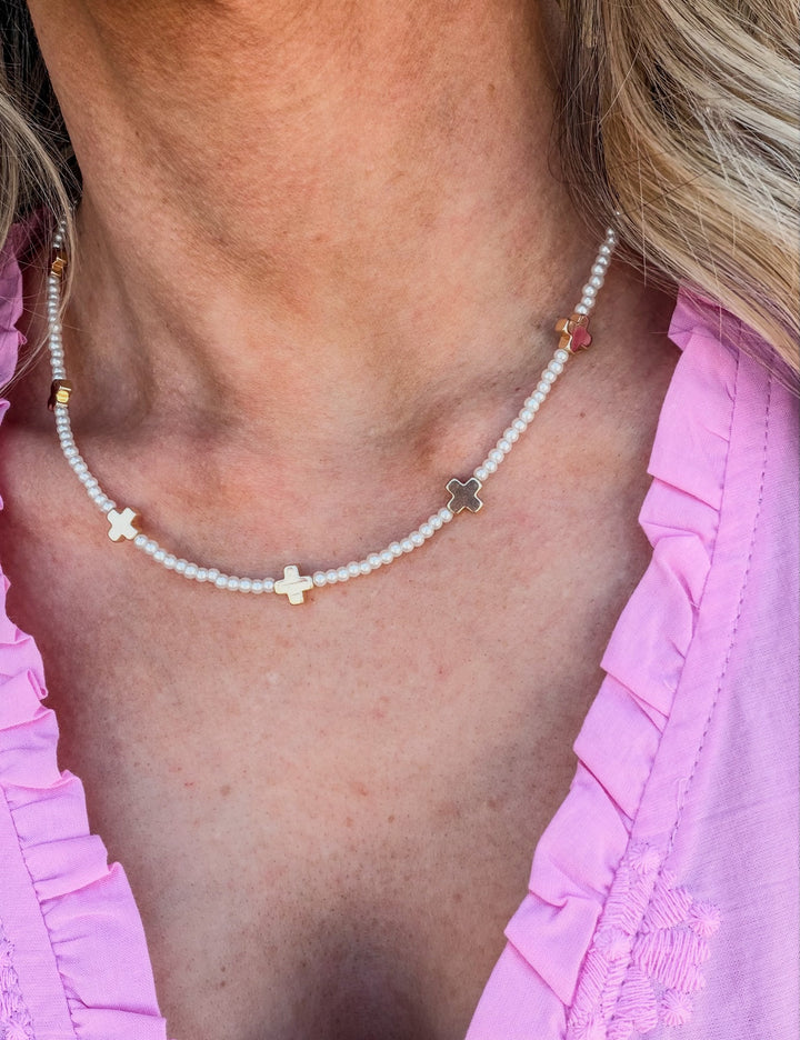 The Heavenly Pearls Cross Necklace