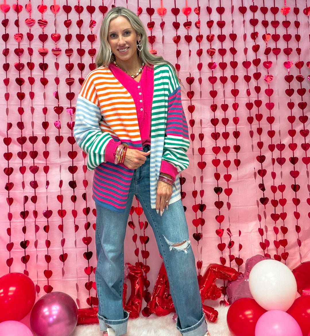 Candy Crush Striped Cardigan