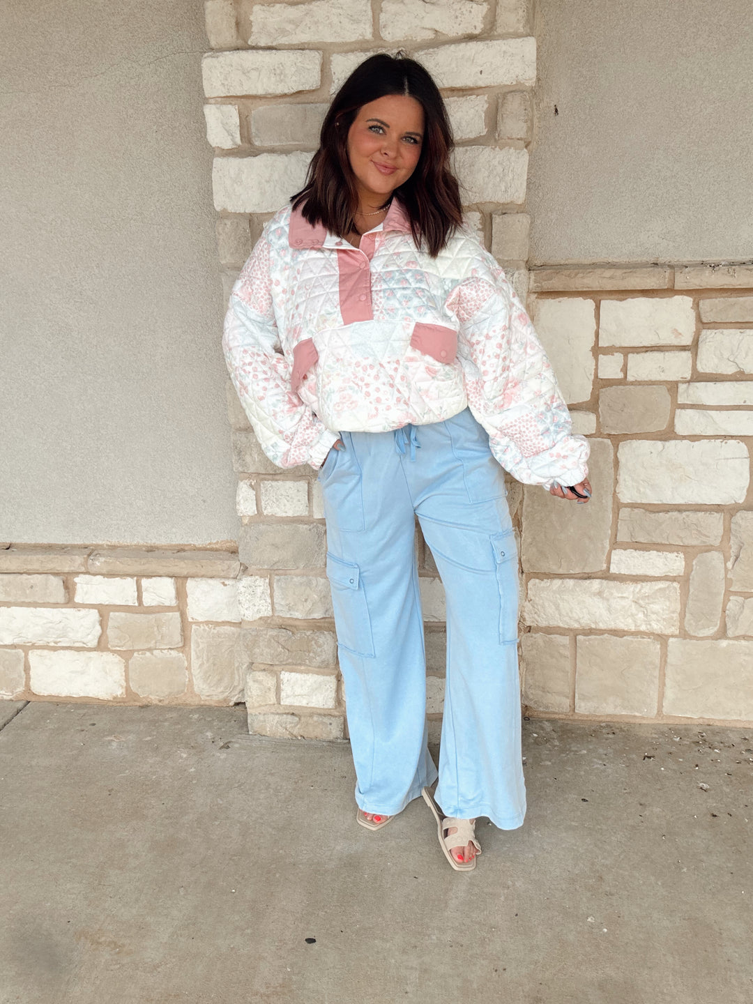 Blushing Garden Quilted Pullover