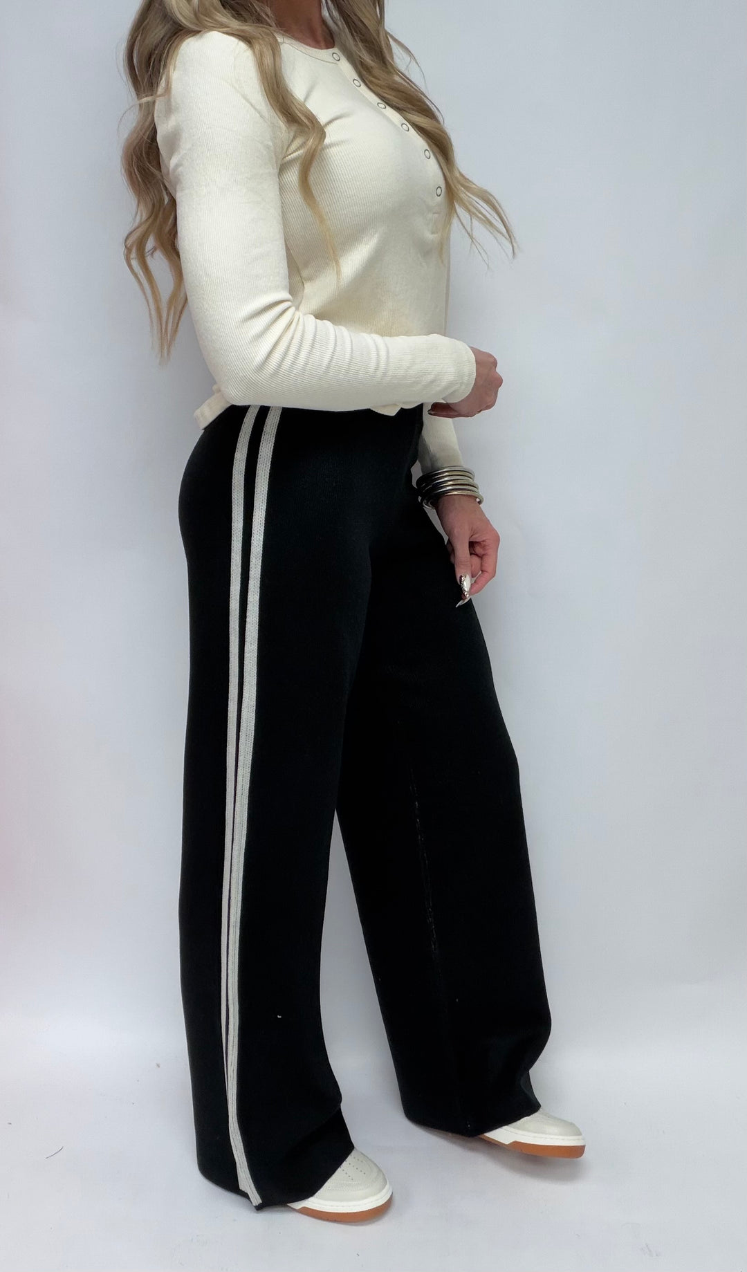 SBS Straight Leg Knit Pants  W/ Side Stripes
