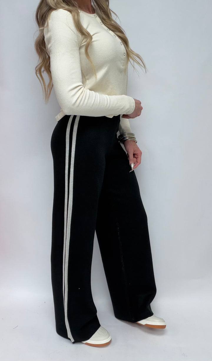 SBS Straight Leg Knit Pants  W/ Side Stripes