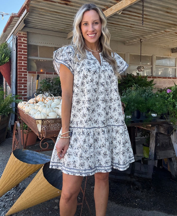 Vintage Petals Mini Dress