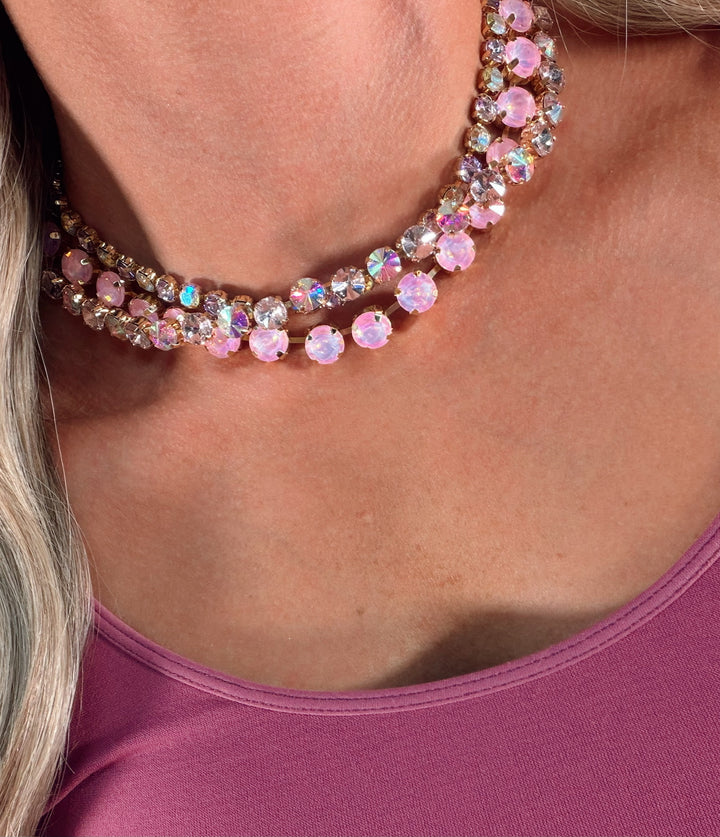 Dressed To Dazzle Necklace - Light Pink