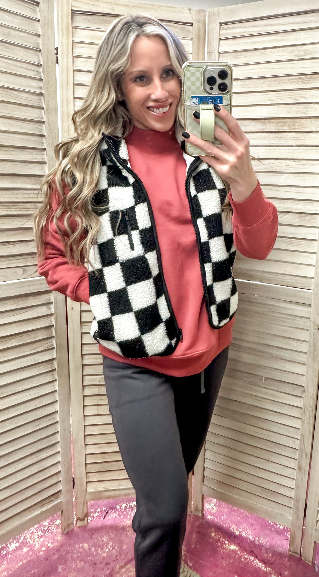 Snow Flourish Checkered Vest OKC