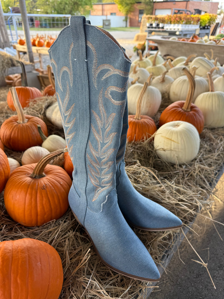 Inlay Denim Boot