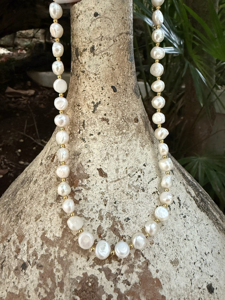 Everyday Pearls + Stud Necklace