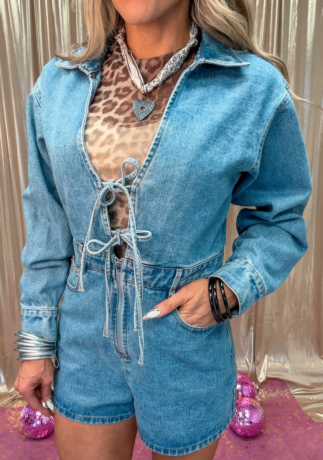 Sweet Adoration Denim Romper