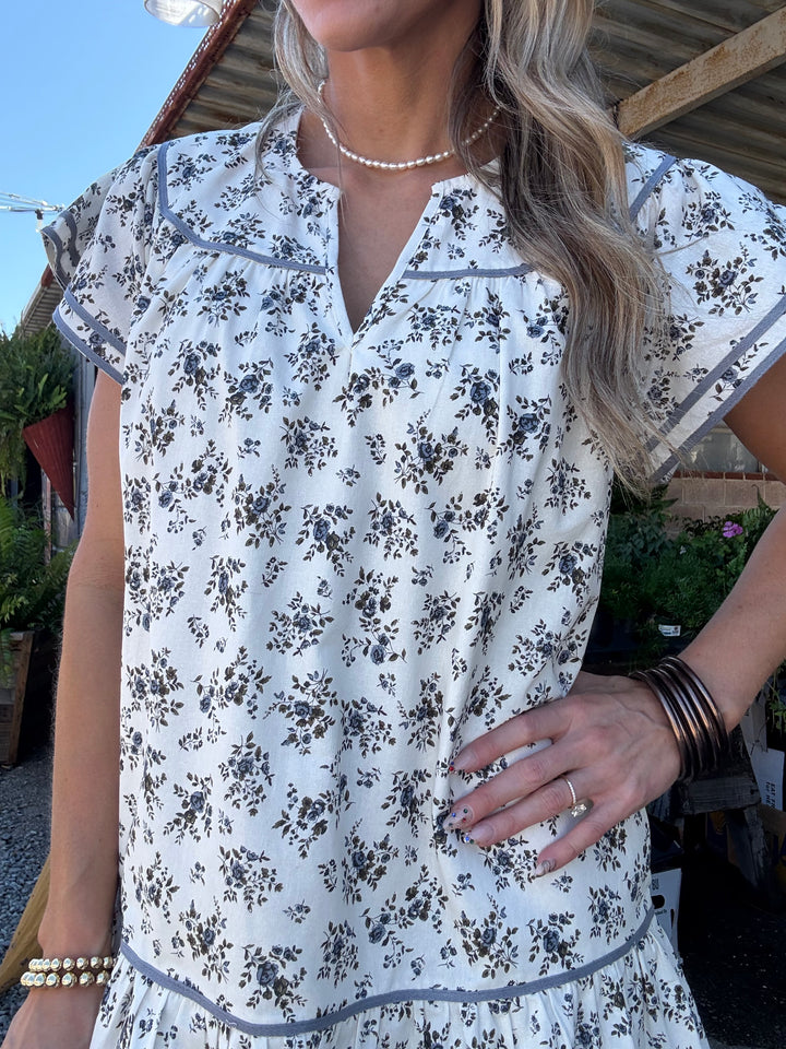 Vintage Petals Mini Dress