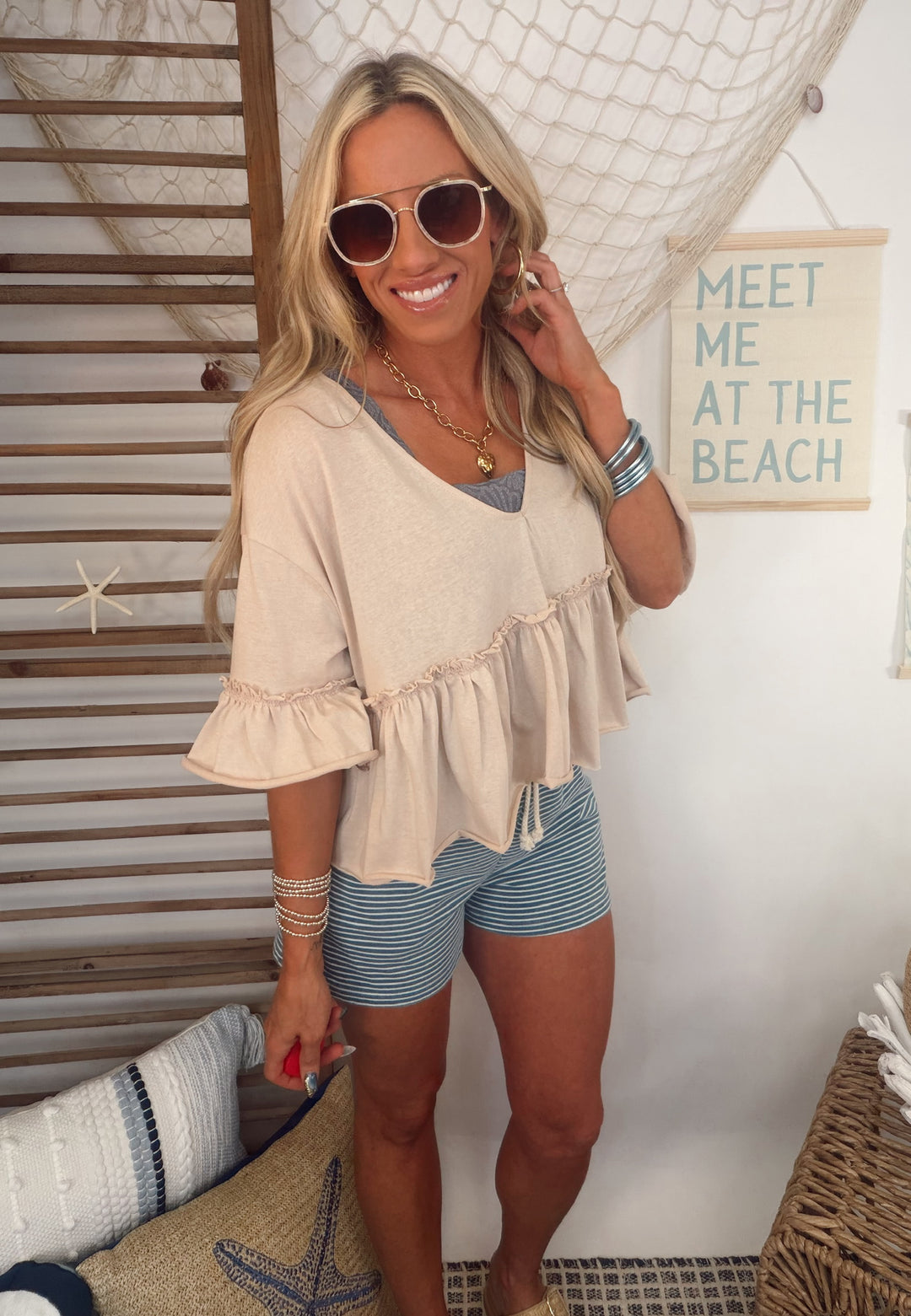 Soft Sand Peplum Top