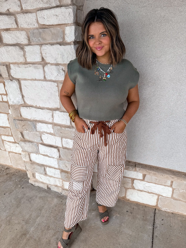 Top Pick Striped Barrel Pants