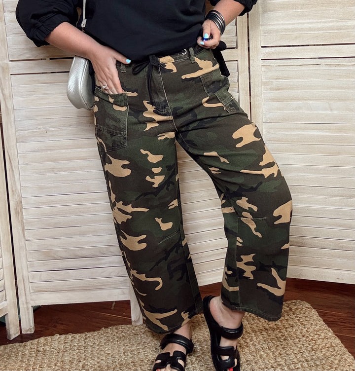 Pick Me Camo Wide Leg Barrel