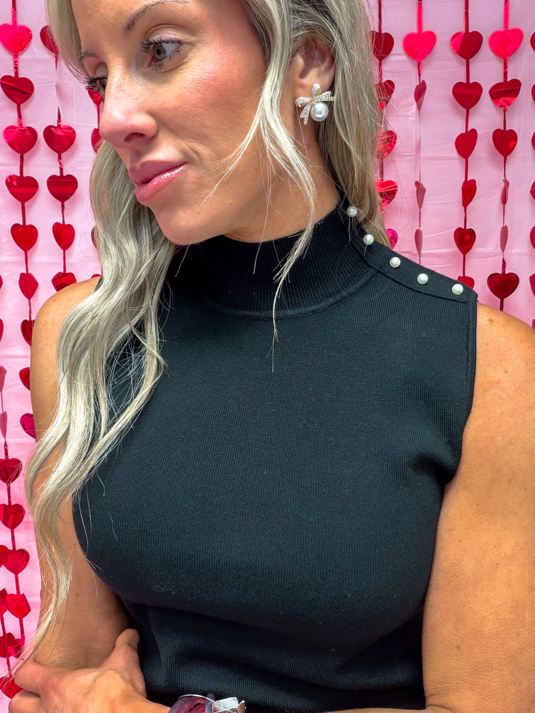 At Your Fingertips Pearl Mock Neck