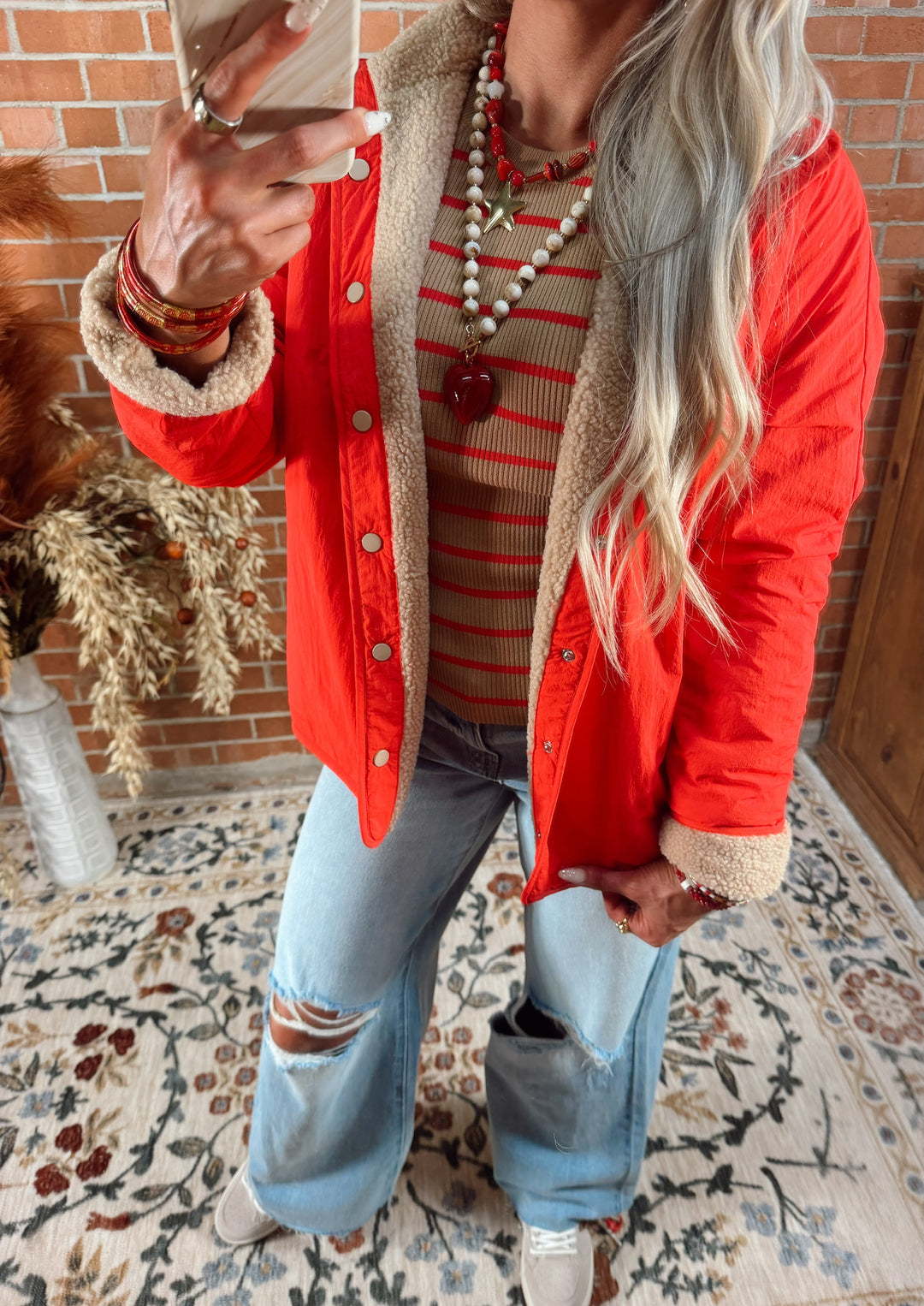 Crimson Cocoa Cozy Reversible Fleece Jacket