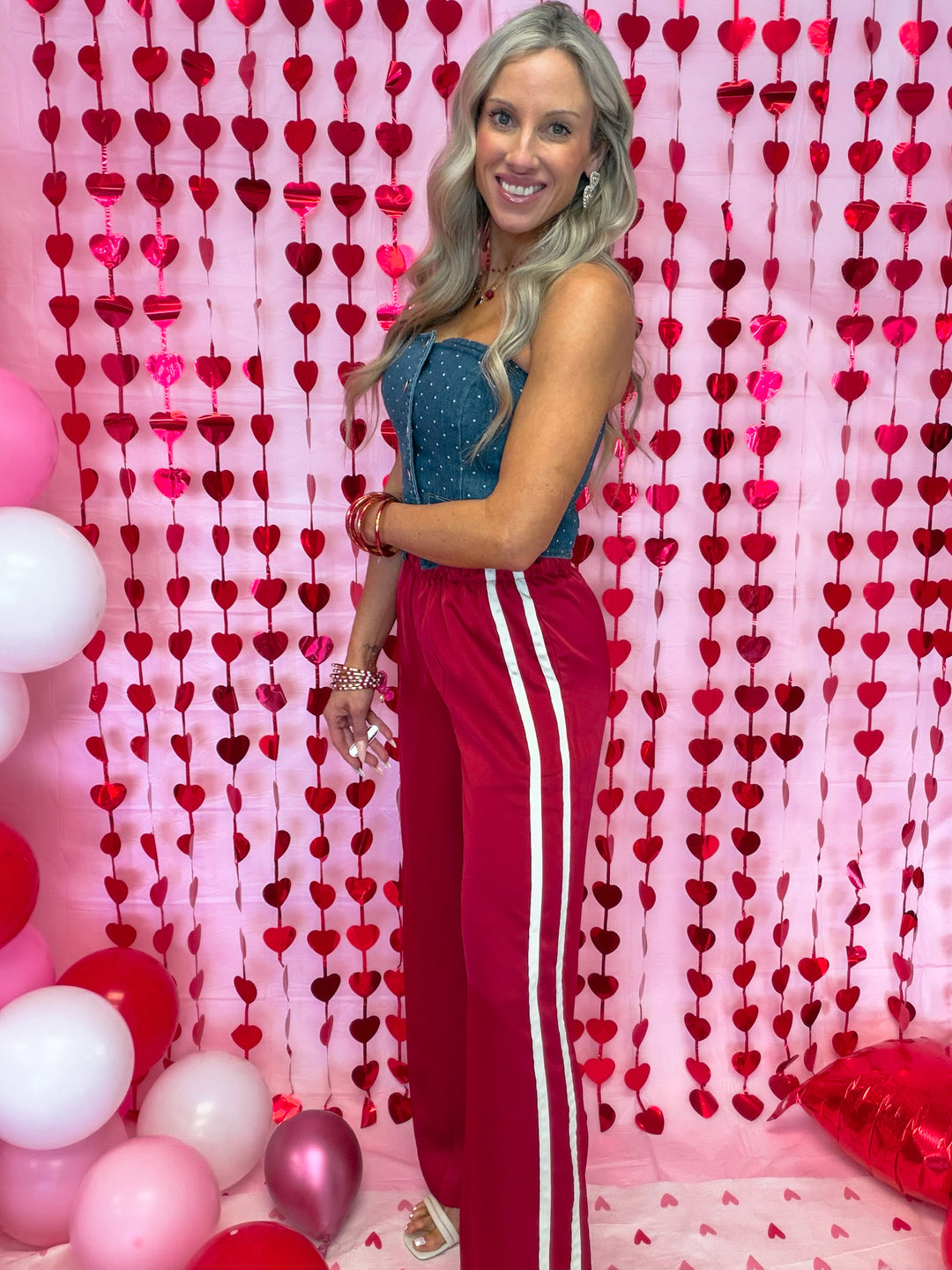 Holiday Track Satin Wide Leg Pants