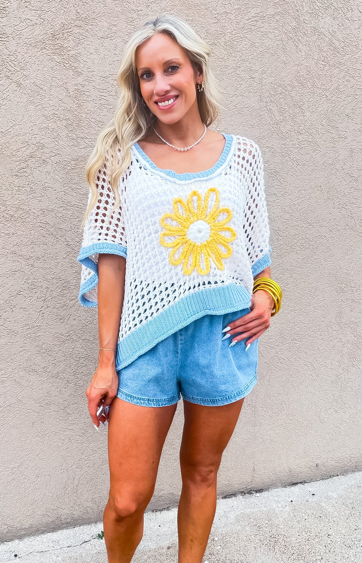 Petal Pop Open-Knit Top