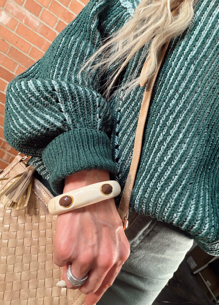 Sienna Stone Resin Bangle - Ivory