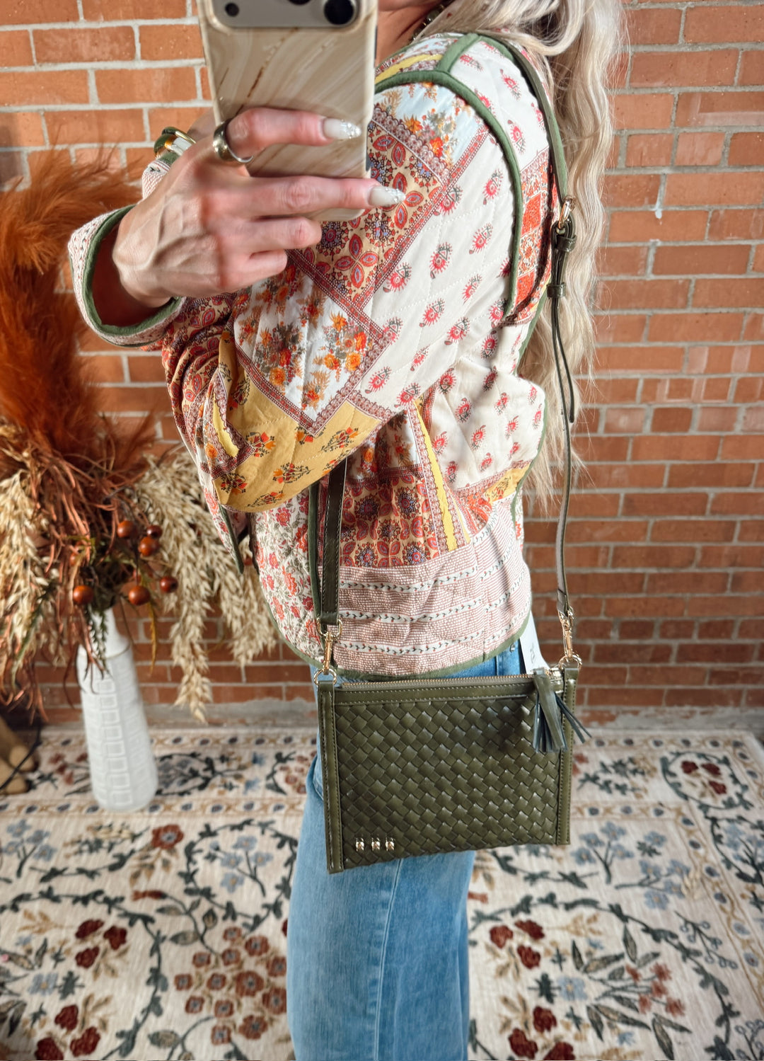 Luxe Woven Clutch -Olive